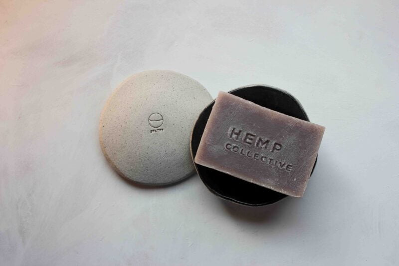 Hemp-Collective-Ceramic-soap-dish-and-lavender-oil-soap